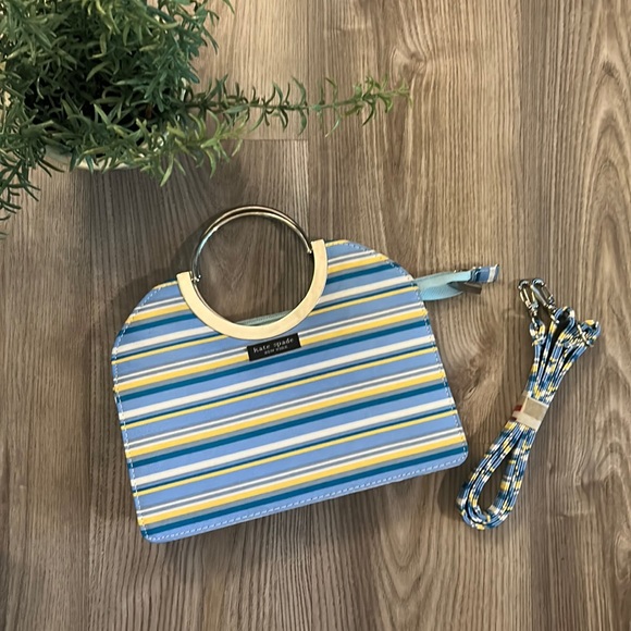 kate spade Handbags - NWOT KATE SPADE STRIPED CROSSBODY STRUCTURED SUMMER BAG BLUE AND YELLOW
